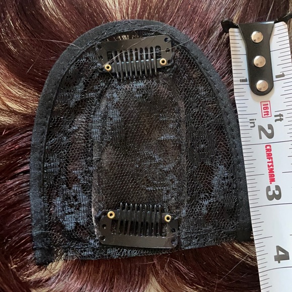 NWT auburn 100% human hair topper center parting dark brown red - Picture 7 of 16